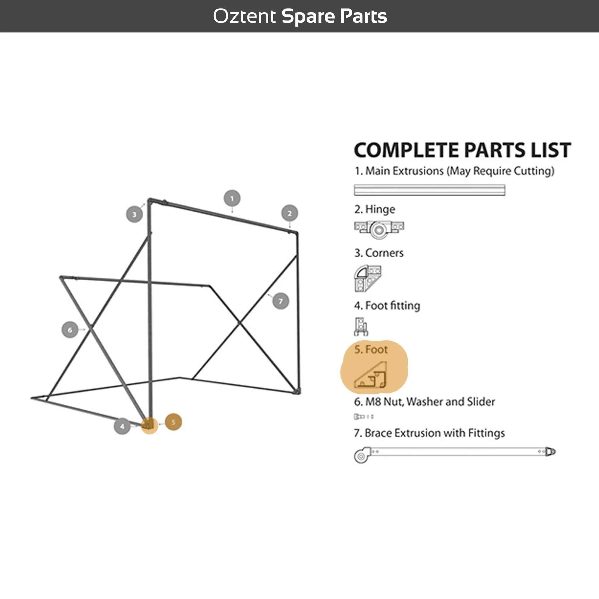 RV Tent Foot - Oztent Spare Part #5