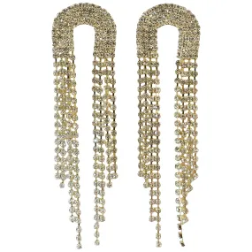 Sheila Fajl Julienne Chandelier Large Statement Earrings in CZ and Gold Plated