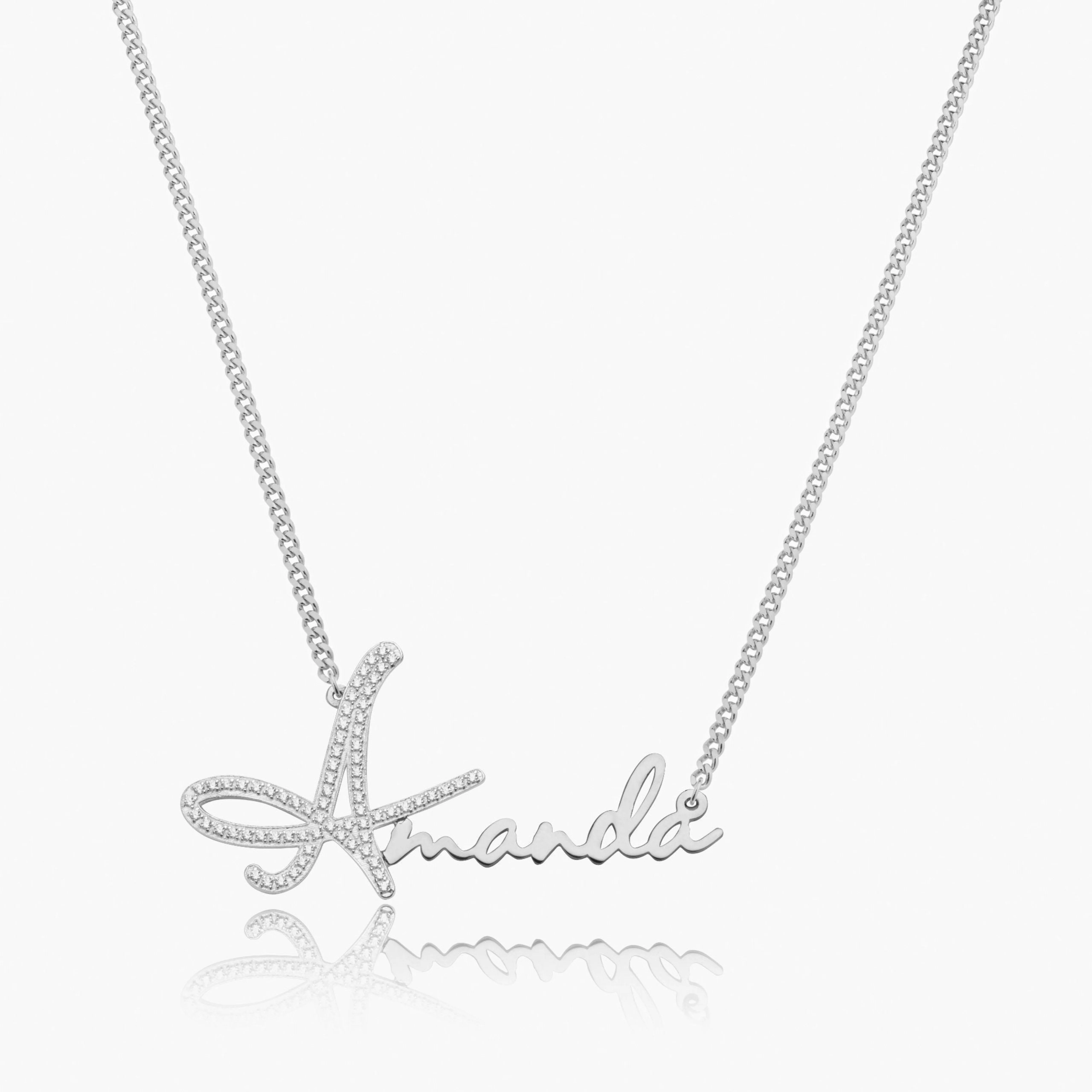 Signature Name Necklace w/ Iced Initial