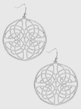 Silver Round Filigree Dangling Earrings