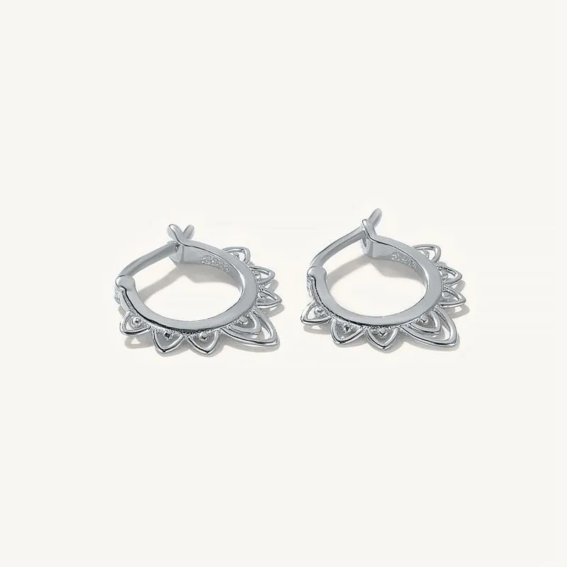 Sterling Silver Pattern Piercing Hoop Earrings