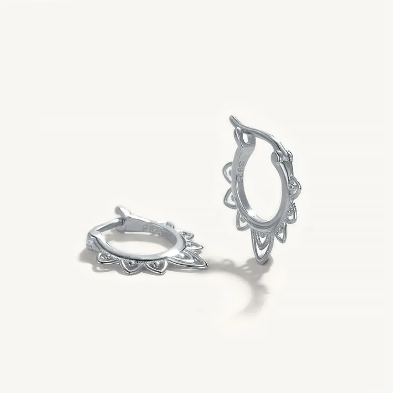 Sterling Silver Pattern Piercing Hoop Earrings