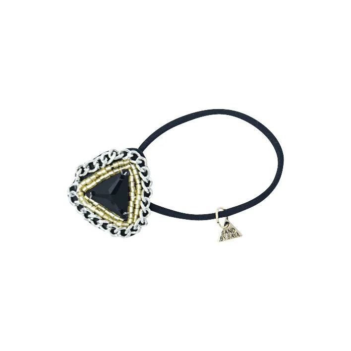 Swarovski Black Onyx Triangle- Hair Tie