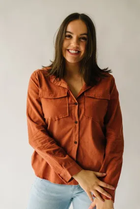 The Alexia Ruffle Collar Shacket in Rust