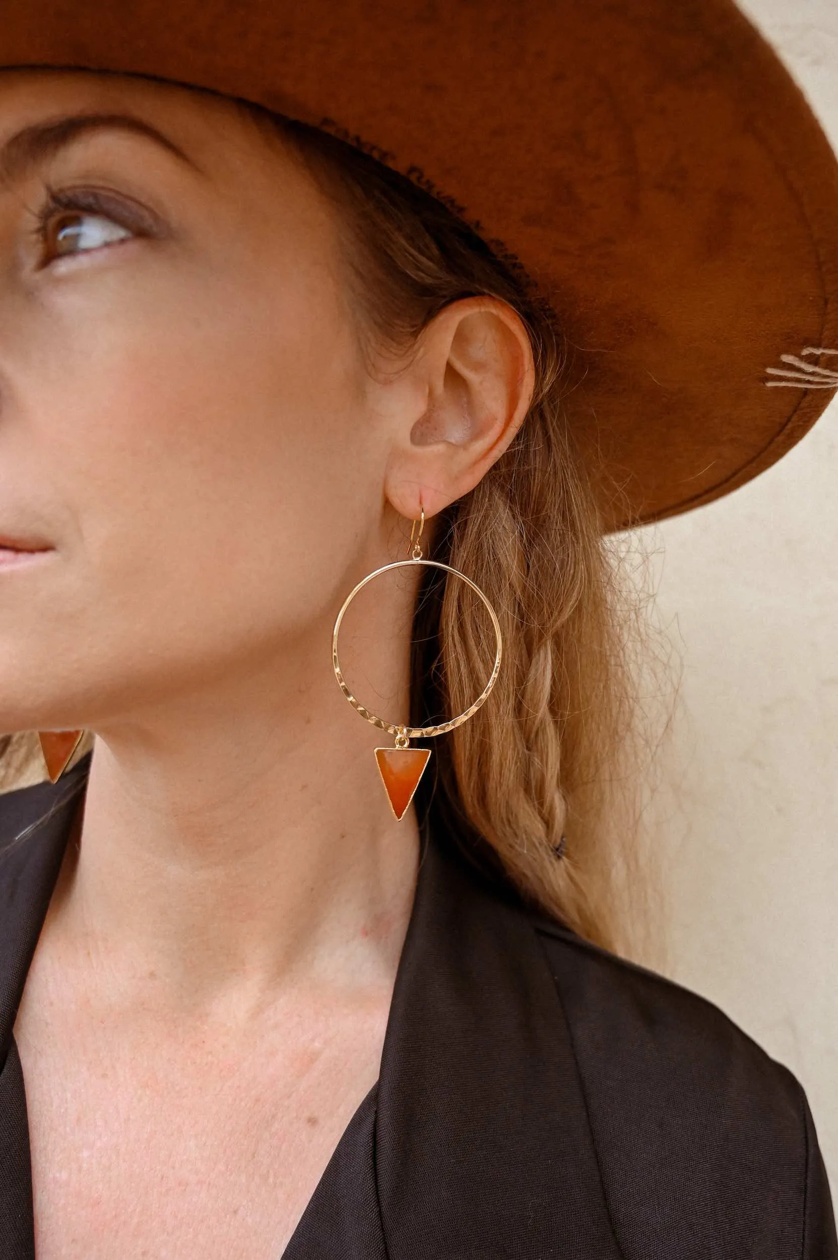 The Spark Carnelian Gold Hoop Earrings