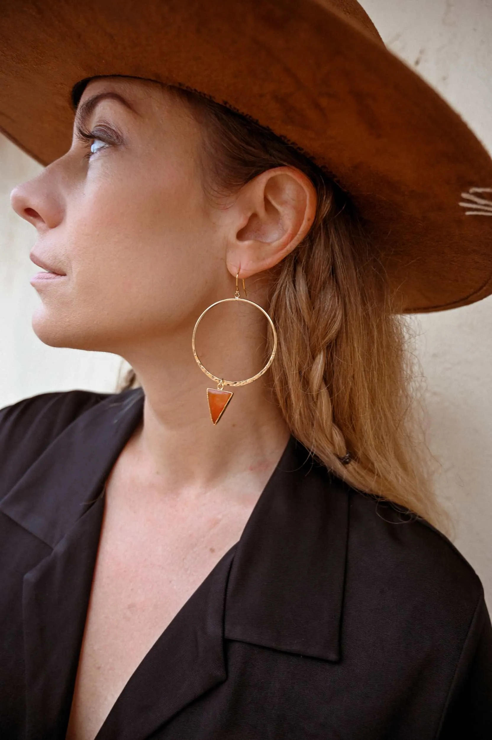 The Spark Carnelian Gold Hoop Earrings