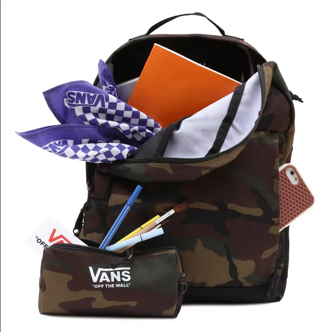 Vans Backpack with case for school and free time Skool VN0A5FOKCMA1 camouflage green 